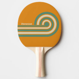 Raquete De Ping Pong Listras Laranja Retrô com Nome