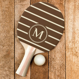 Raquete De Ping Pong Listras Monogram em Marrom Floresta Profundo