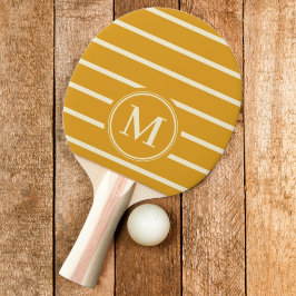 Raquete De Ping Pong Listras Monograma Cor de Botão-de-ouro Queimado