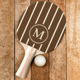 Raquete De Ping Pong Listras Monogramáticas Cor Marrom Floresta Profund