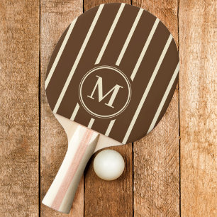 Raquete De Ping Pong Listras Monogramáticas Cor Marrom Floresta Profund