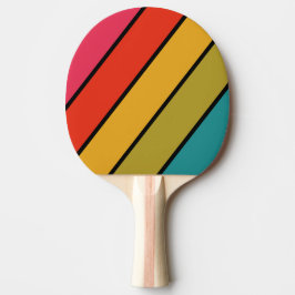 Raquete De Ping Pong Listras Negras Arco-íris da Meia-noite Retro