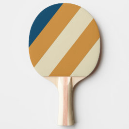 Raquete De Ping Pong Listras Negritas da Onda Azul Retro