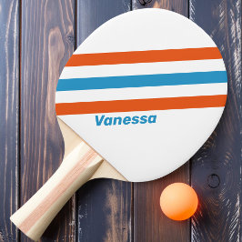 Raquete De Ping Pong Listras Nostálgicas de Verão com Nome