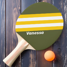 Raquete De Ping Pong Listras Nostálgicas Green Honey com Nome