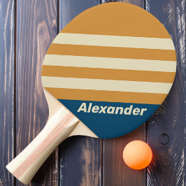 Raquete De Ping Pong Listras Onduladas Azuis Esportivas Clássicas com N