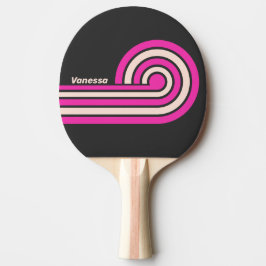 Raquete De Ping Pong Listras Onduladas de Bubblegum Retrô com Nome