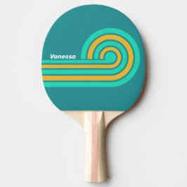 Raquete De Ping Pong Listras onduladas de Mares Ensolarados com Nome