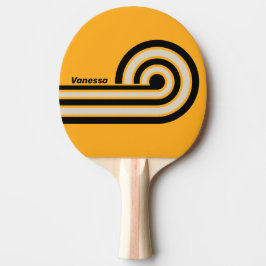 Raquete De Ping Pong Listras onduladas do besourouro retrô com nome