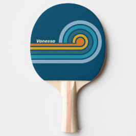 Raquete De Ping Pong Listras onduladas do Sol Azul com Nome