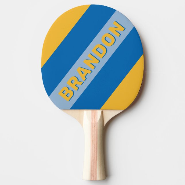 Raquete De Ping Pong Listras Ousadas à Beira-Mar com Nome (Frente)