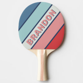 Raquete De Ping Pong Listras Ousadas Azul Náutico Vintage