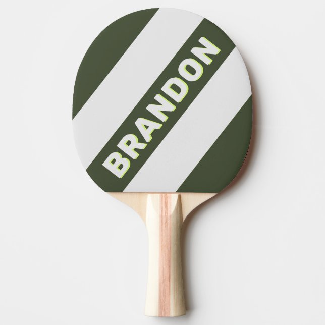 Raquete De Ping Pong Listras Ousadas com Desvanecimento Retro e Nome (Frente)
