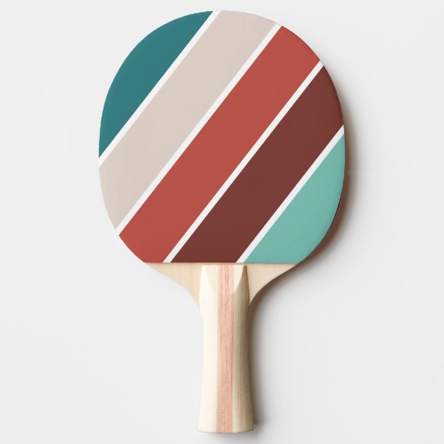 Raquete De Ping Pong Listras Ousadas em Arco-Íris Verde Menta Antigo (Frente)