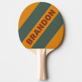 Raquete De Ping Pong Listras Ousadas Ferrugem Laranja Retrô com Nome