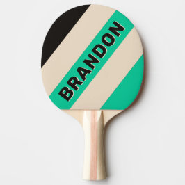 Raquete De Ping Pong Listras Ousadas Meia-Noite Clássica com Nome