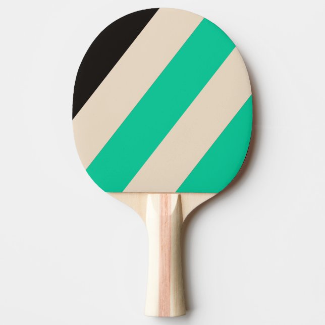 Raquete De Ping Pong Listras Ousadas Meia-Noite Rétro Menta (Frente)