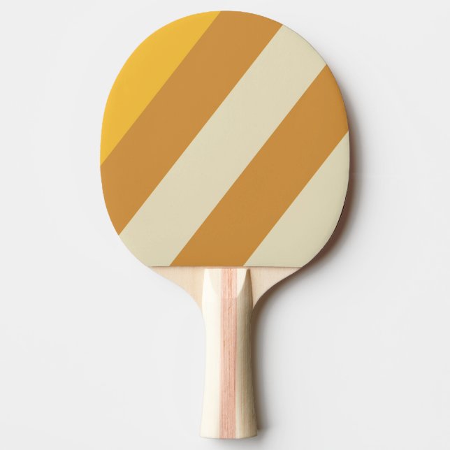 Raquete De Ping Pong Listras Ousadas Mostarda Sol Retro (Frente)