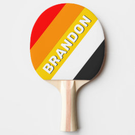 Raquete De Ping Pong Listras Ousadas Náuticas Vintage com Nome