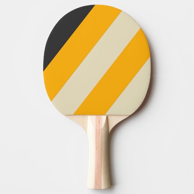 Raquete De Ping Pong Listras Ousadas Preto Sol Retro (Frente)