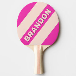 Raquete De Ping Pong Listras Ousadas Retro Bubblegum com Nome