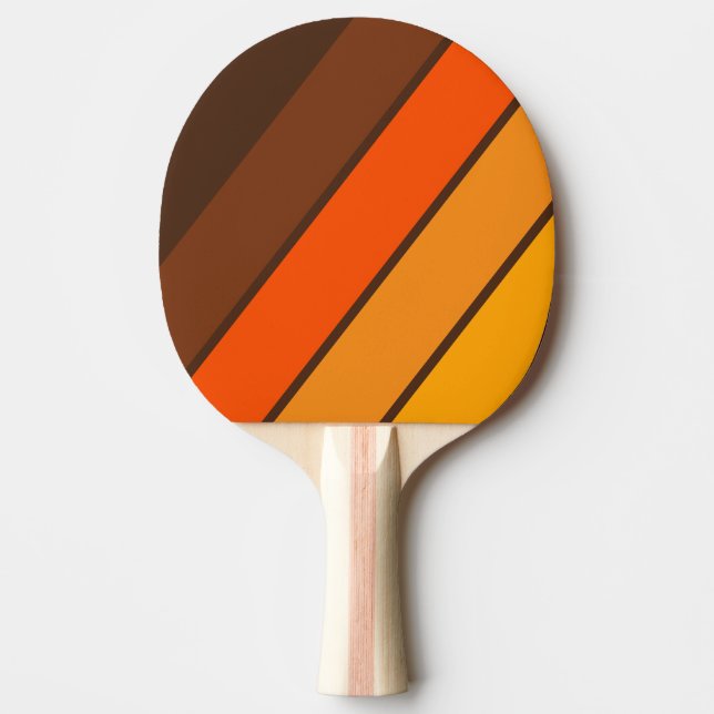 Raquete De Ping Pong Listras Ousadas Retrô Marrom (Frente)