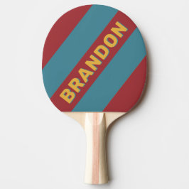 Raquete De Ping Pong Listras Ousadas Retro Semente de Mostarda com Nome