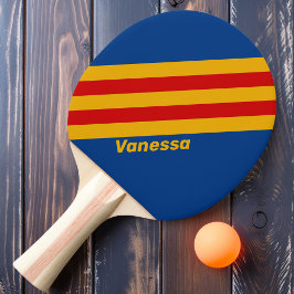 Raquete De Ping Pong Listras Quentes e Nostálgicas com Nome