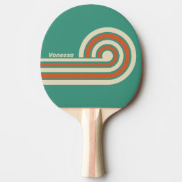 Raquete De Ping Pong Listras Retro Atemporais com Nome