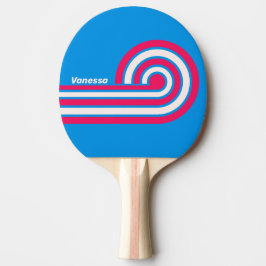 Raquete De Ping Pong Listras Retro Blue Crush com Nome
