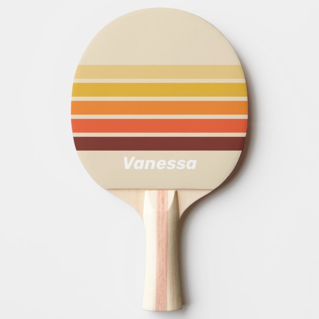 Raquete De Ping Pong Listras Retrô com Nome (Frente)