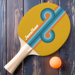 Raquete De Ping Pong Listras Retrô com Nome em Loop