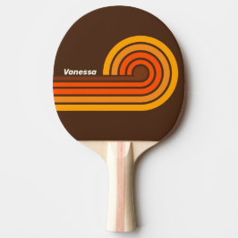 Raquete De Ping Pong Listras Retrô Marrons com Nome