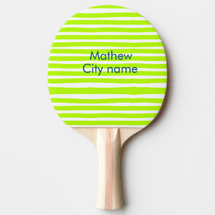 Raquete De Ping Pong Listras retro neon verde amarelo adicionam nome lo