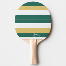 Raquete De Ping Pong Listras Rítmicas Linhas Verde Dourado Branco