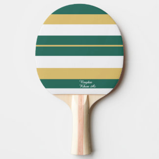 Raquete De Ping Pong Listras Rítmicas Linhas Verde Dourado Branco