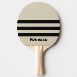 Raquete De Ping Pong Listras transversais Retro Alabastro Três com Nome