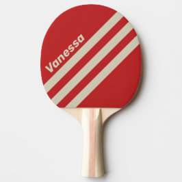 Raquete De Ping Pong Listras Triangulares Carmesim Retro com Nome