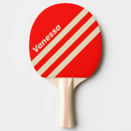 Raquete De Ping Pong Listras Triangulares Cereja Retro com Nome