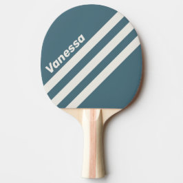 Raquete De Ping Pong Listras Triangulares Cinza Escuro Retro com Nome