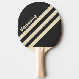 Raquete De Ping Pong Listras Triangulares em Carvão Retro com Nome