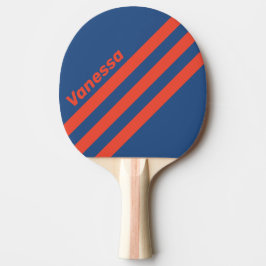 Raquete De Ping Pong Listras Triangulares Vermelho & Azul Retro com Nom