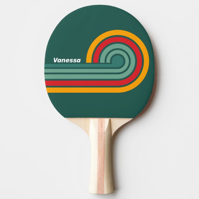 Raquete De Ping Pong Listras Verdes com Nome (Frente)