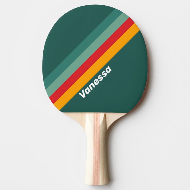 Raquete De Ping Pong Listras Verdes com Nome (Frente)
