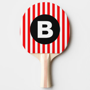 Raquete De Ping Pong Listras Verticais Vermelhas Listras Pretas Monogra