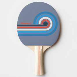 Raquete De Ping Pong Listras Vintage Escuras com Nome