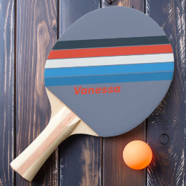 Raquete De Ping Pong Listras Vintage Escuro com Nome