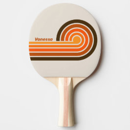 Raquete De Ping Pong Listras Vintage Meio da Noite Nascer do Sol com No