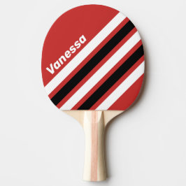 Raquete De Ping Pong Listras Zebra Urbana Retrô com Nome em Diagonal