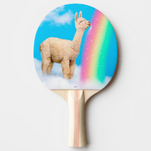 Raquete De Ping Pong Llama Licitando o Arco-Íris